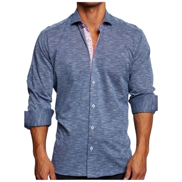 Men's Maceoo Einstein Jerseywave Blue Long Sleeve Shirt Size 2XL Tailored